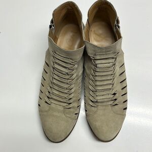 Sam Edelmann Beige Slip-On Suede Braided Booties with Buckles- Size 6.5